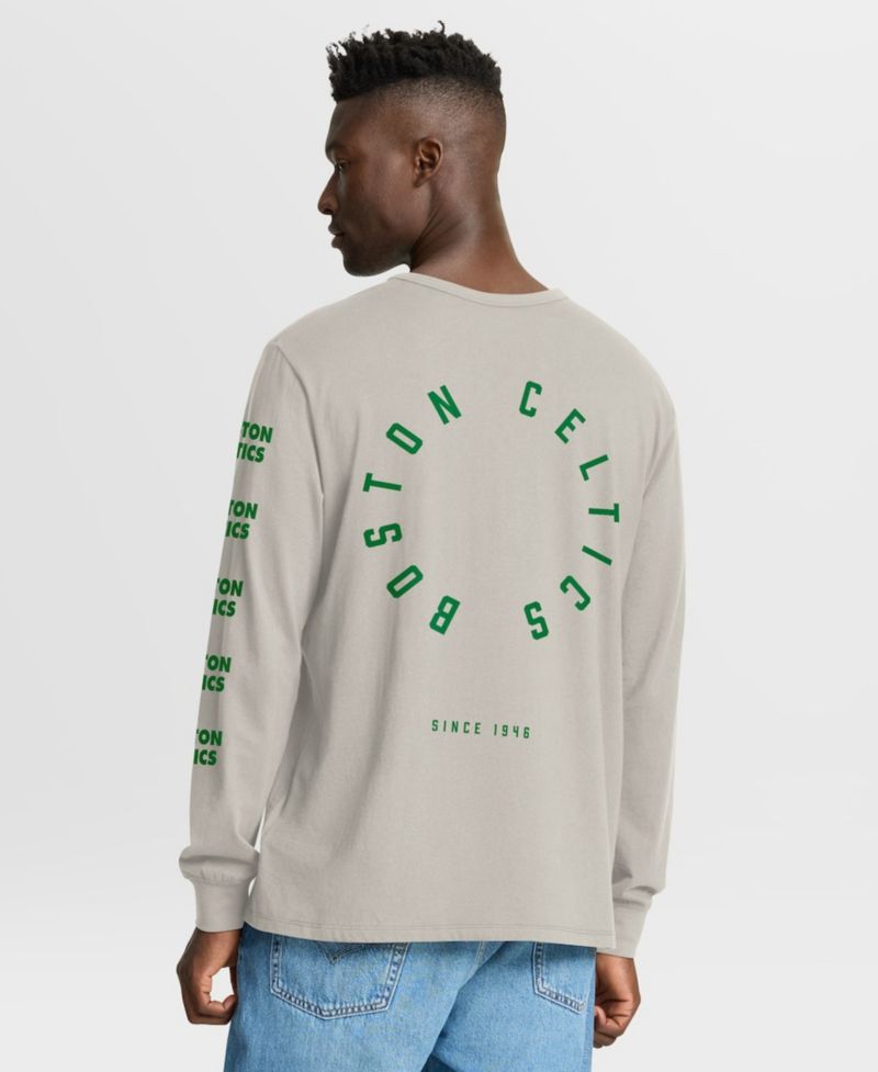 Men's Cream Boston Celtics Crossover Collection Ball Screen Action Premium Long Sleeve T-Shirt