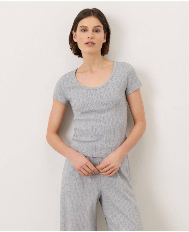 Women's Organic Cotton Pointelle Scoop Neck Tee