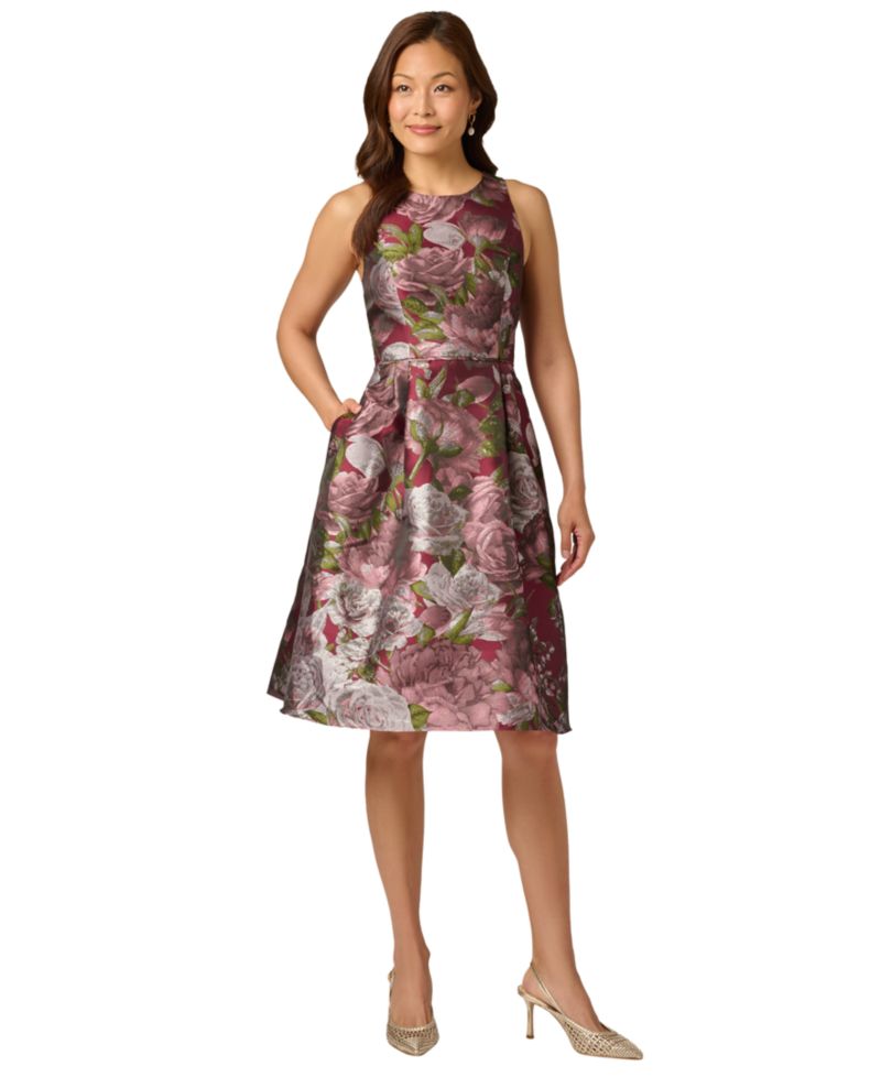 Women's Rose Garden Floral-Print A-Line Cocktail Dress