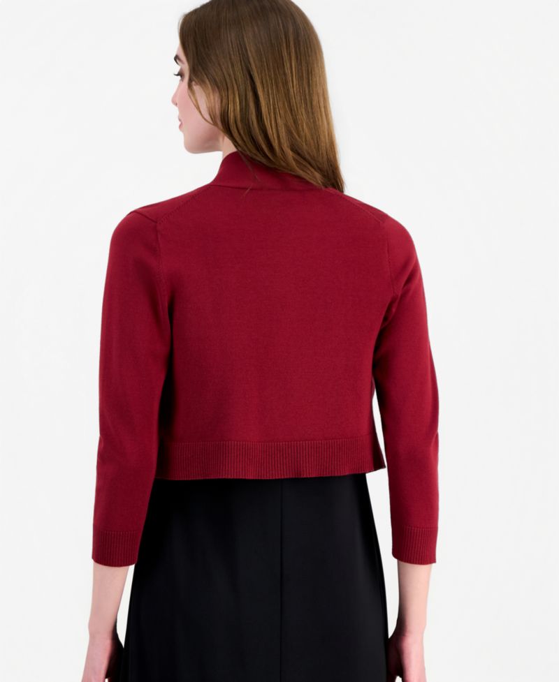 Women's Kissing Front 3/4-Sleeve Shawl Collar Shrug