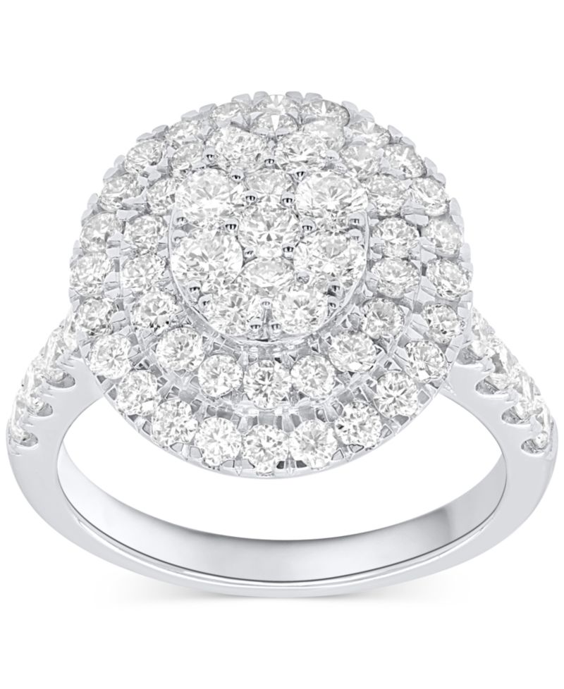 Lab-Grown Diamond Halo Cluster Ring (2 ct. t.w.) in Sterling Silver or 14K Gold-Plated Sterling Silver