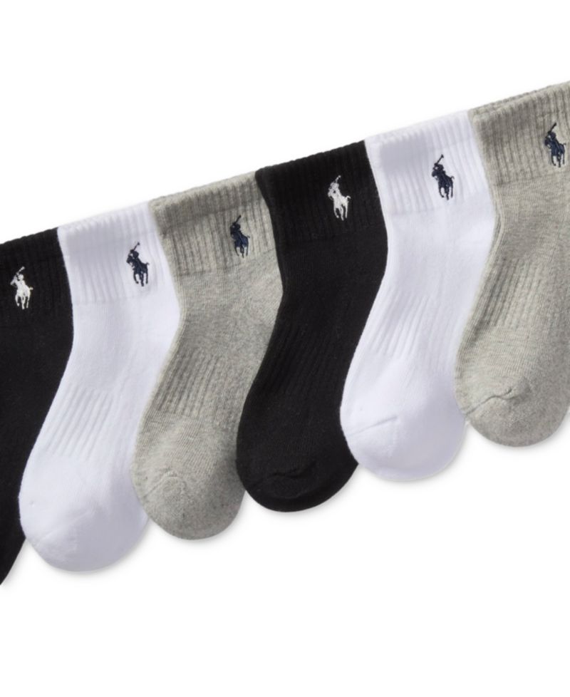 Little & Big Boys Solid Quarter Crew Socks, 6-Pack