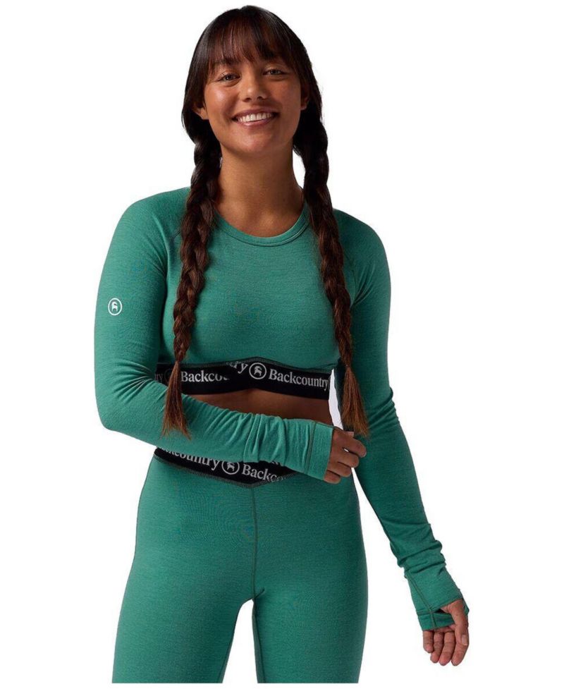 Women's BGA Cedars Merino Lt-Wt Baselayer Cropped Crew Top- Lightweight Long Underwear Tops