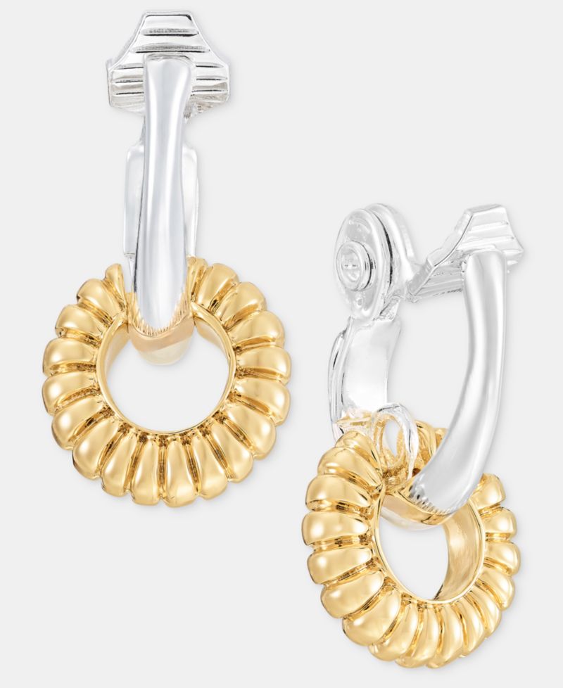 Rondelle Charm Clip-On Hoop Earrings