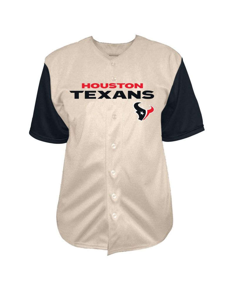 Men's C.J. Stroud Cream Houston Texans Big & Tall Baseball Button-Up Shirt