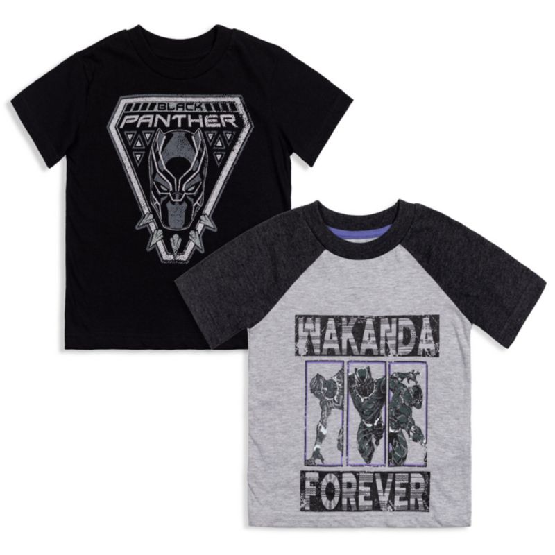 Boys Marvel Spider-Man Black Panther Iron Man Hulk Captain America 2 Pack Graphic T-Shirts to