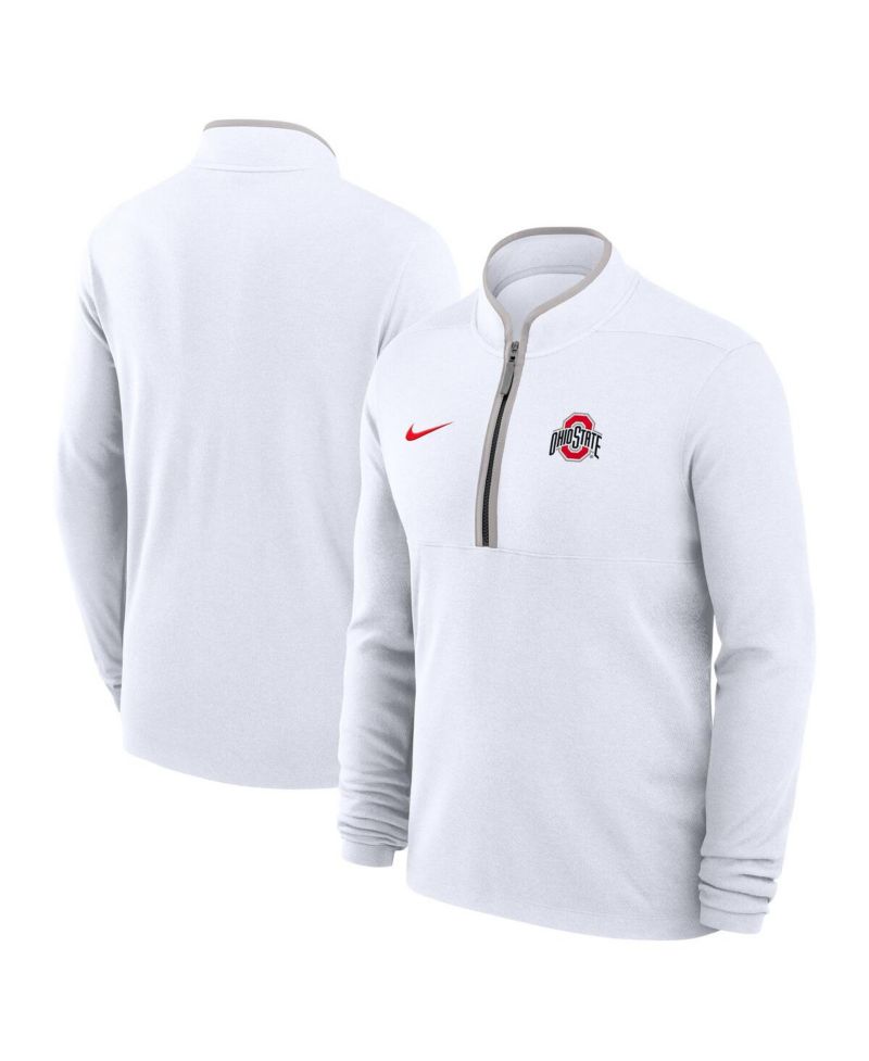 Men's White Ohio State Buckeyes Courtside Victory Dri-FIT Half-Zip Pullover Sweatshirt