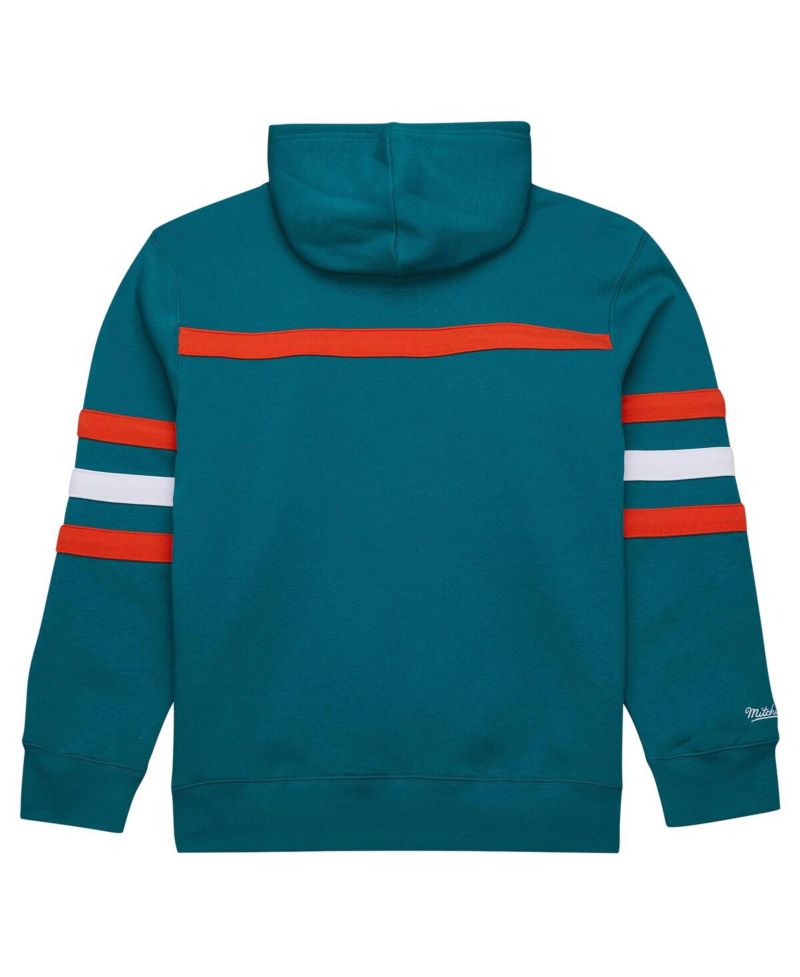 Men's Aqua Miami Dolphins Vintage Logo Head Coach Fleece Pullover Hoodie