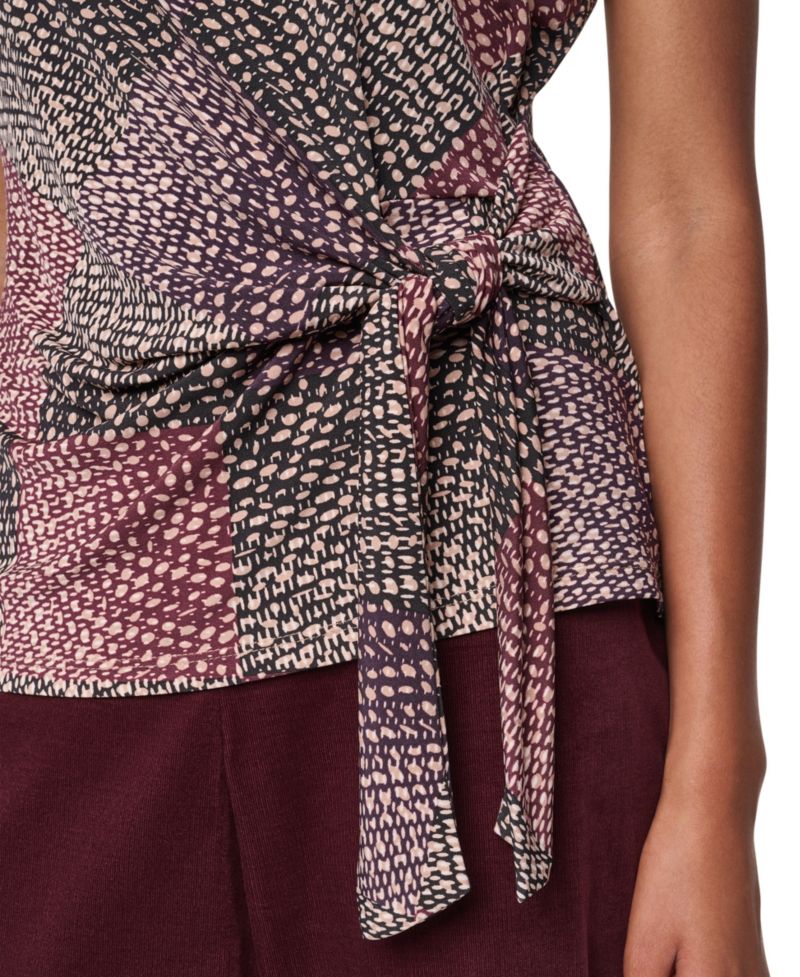 Women's Tie-Front Print Blouse