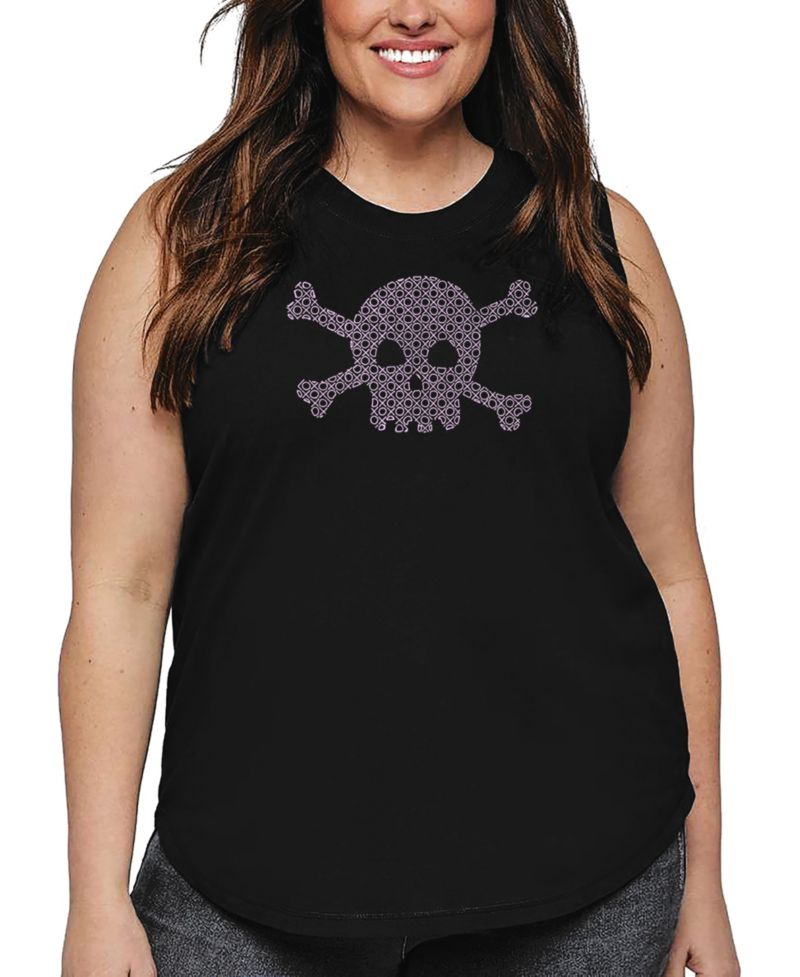 Plus Size XOXO Skull Word Art Tank Top