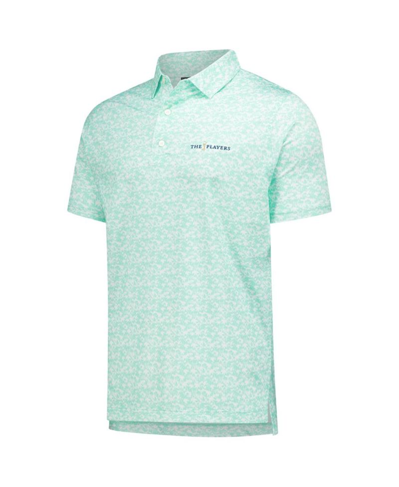 Men's Teal THE PLAYERS Hidden Palm Print Lisle Polo Shirt