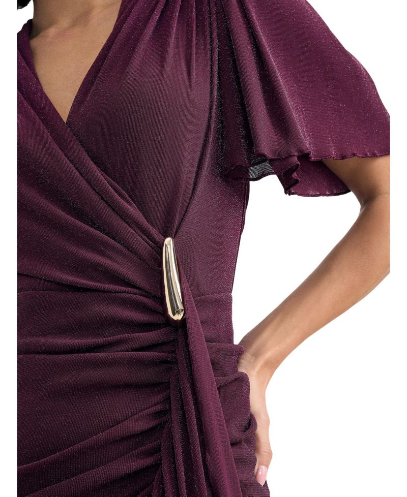 Women's Alexis Shimmering Flutter-Sleeve Wrap Maxi Dress