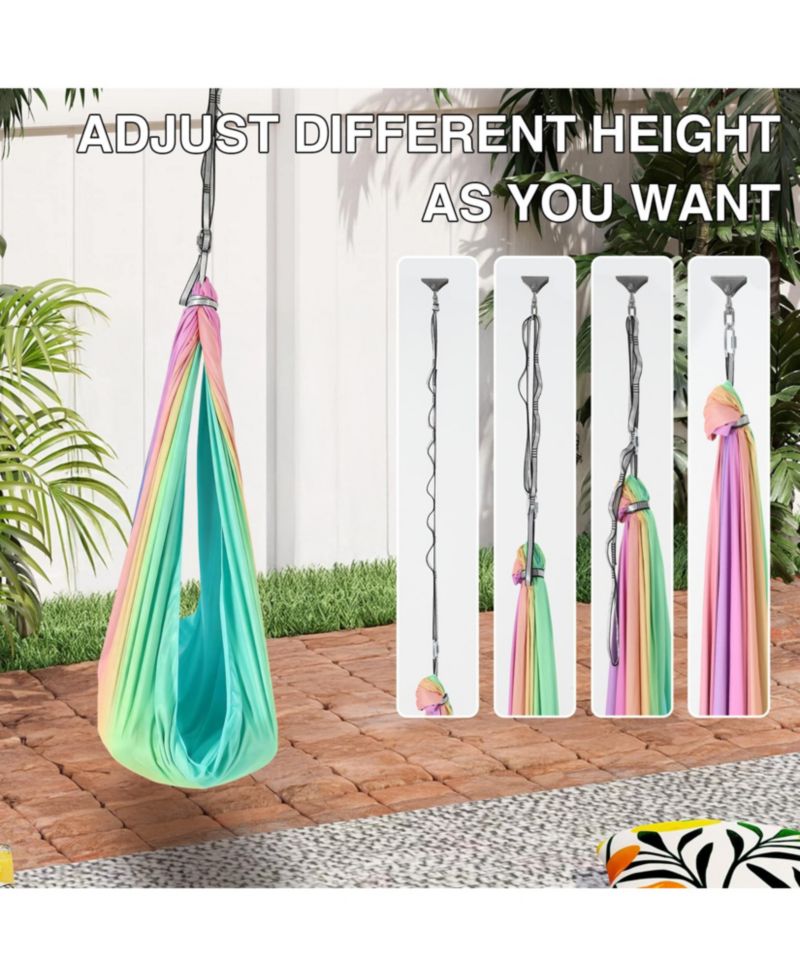 Dual-Layer Sensory Swing, 55" x 59", 360degree(s) Swivel, Holds Up to 300 lb, Indoor Outdoor Therapy Swing