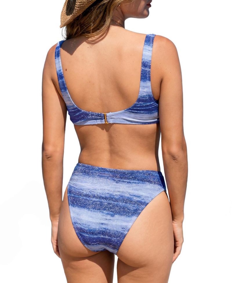 Women's Gradient Glitter Cutout High Cut Bikini Set