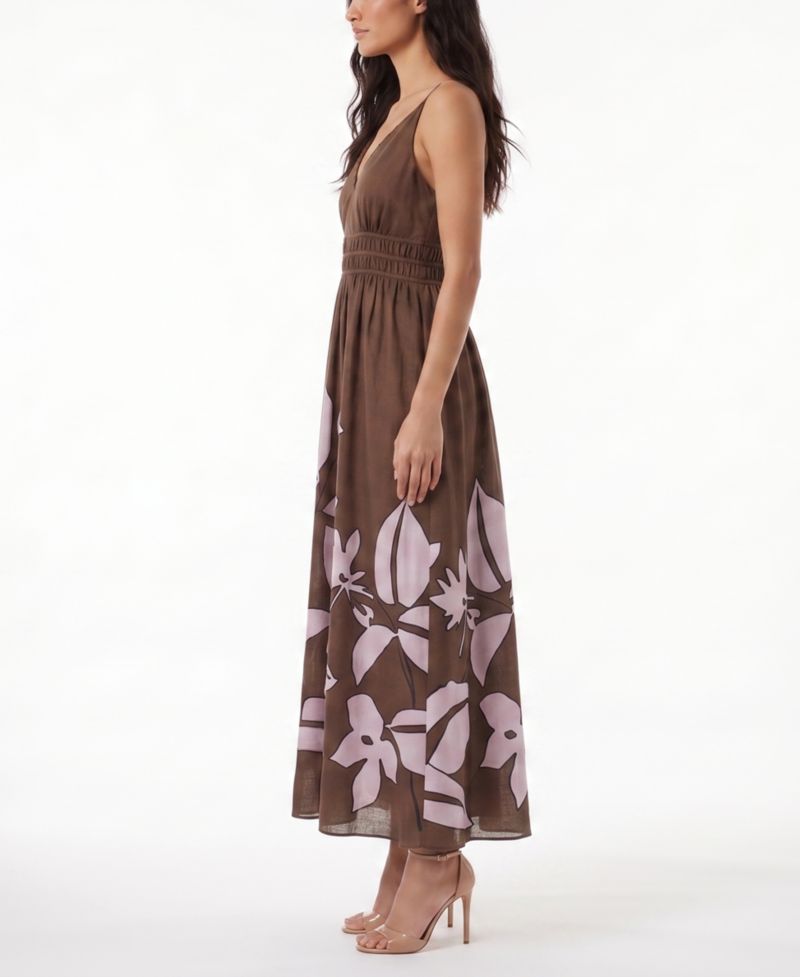 Women's Floral V-Neck Tiered A-Line Dress