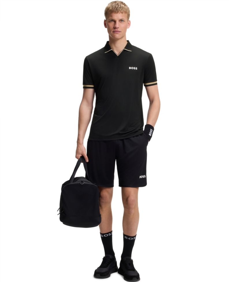 Men's Signature-Stripe Active Slim-Fit Polo Shirt
