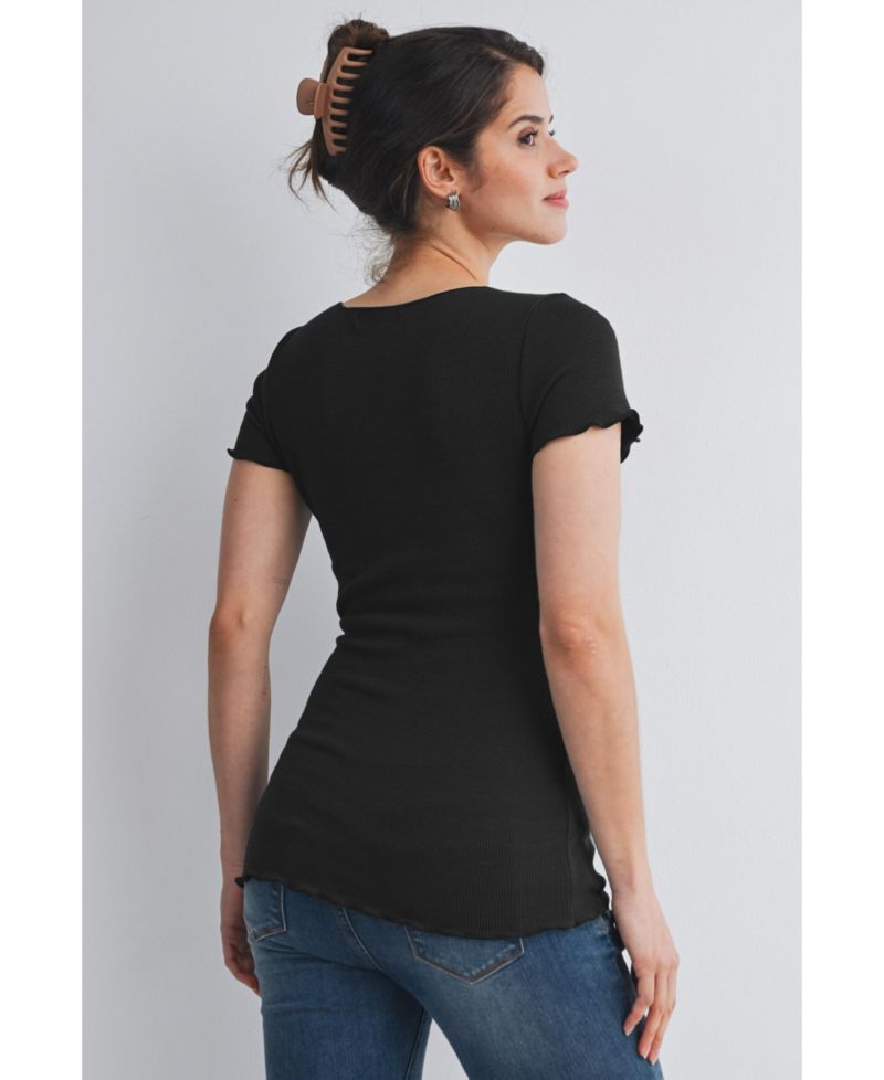 Maternity Scoop Neck Short Sleeve Ribbed Top