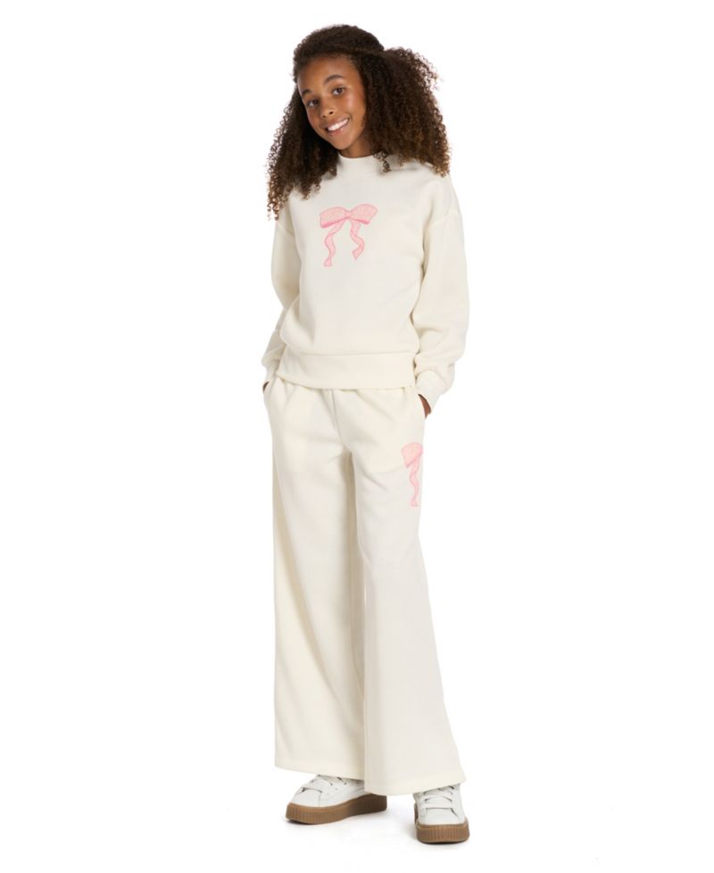 Toddler Girls' 2T-4T Ruffle Trim Sweatshirt and Wide-Leg Pants, 2-Piece Set