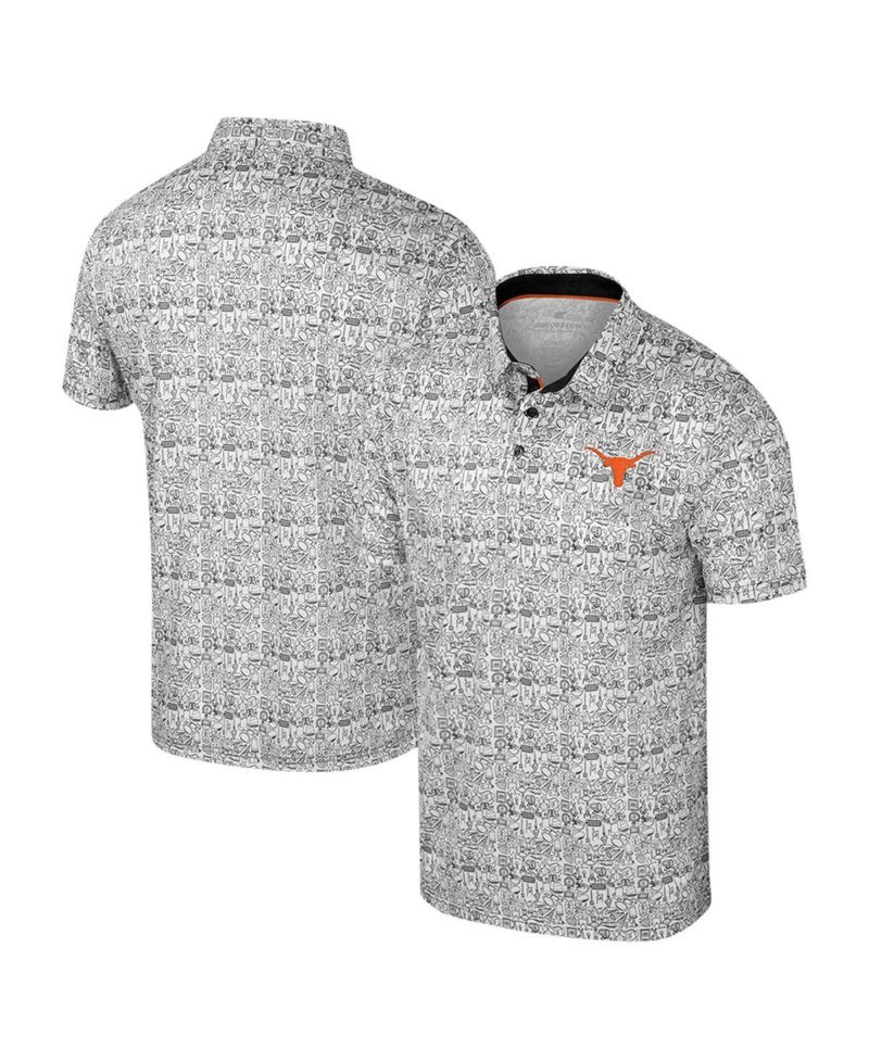 Men's Black/White Texas Longhorns Big & Tall Allover Polo Shirt
