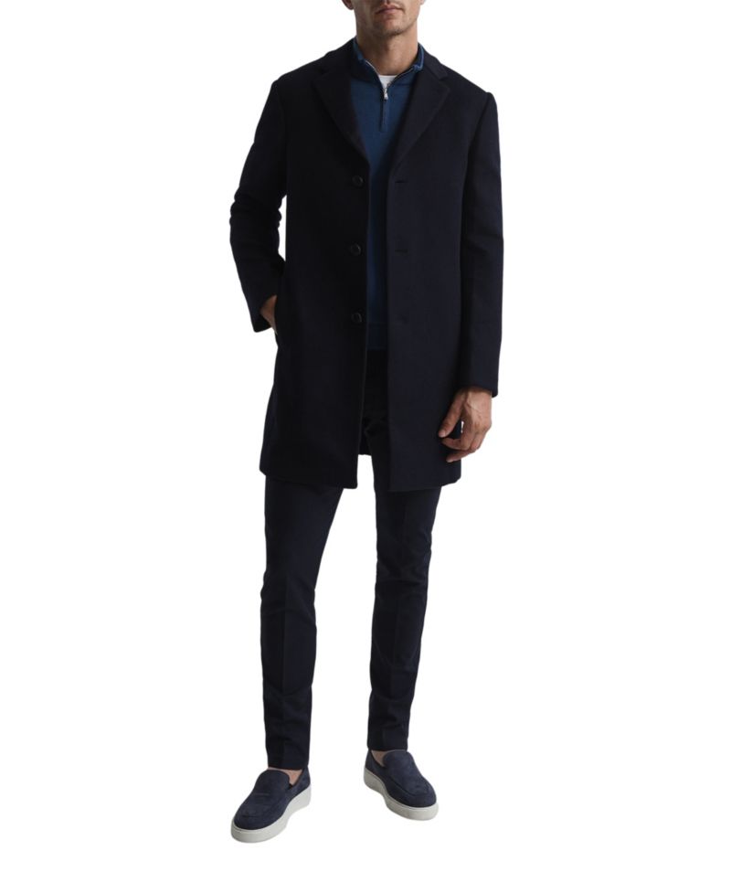 Men's Gable Wool-Blend Single-Breasted Mid-Length Overcoat
