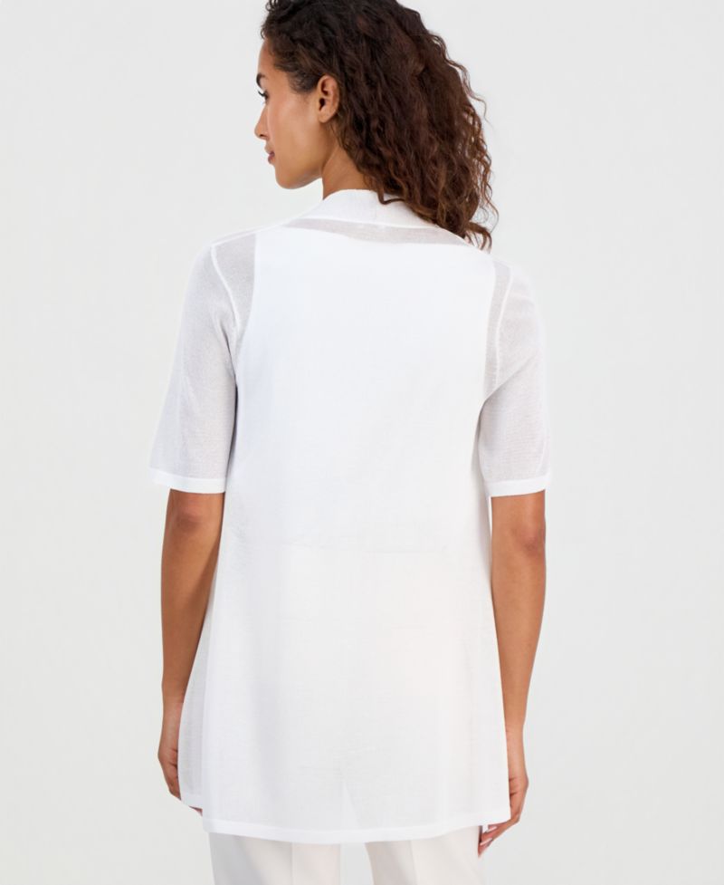 Women's Short-Sleeve Open-Front Semi-Sheer Cardigan