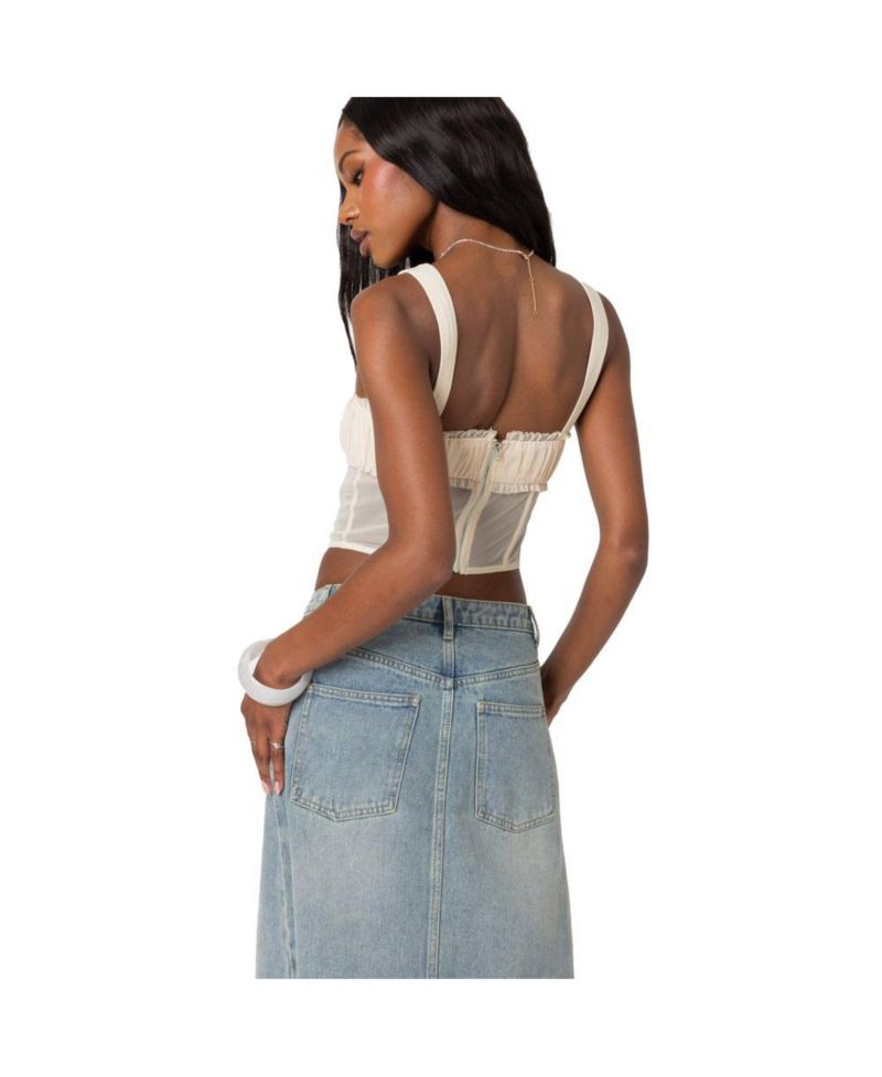 Women's Dafne gathered sheer mesh corset