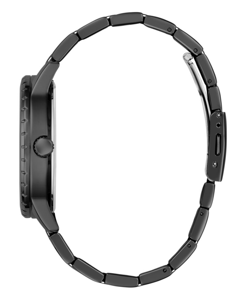 Men's Quartz Black Stainless Steel Watch 44mm