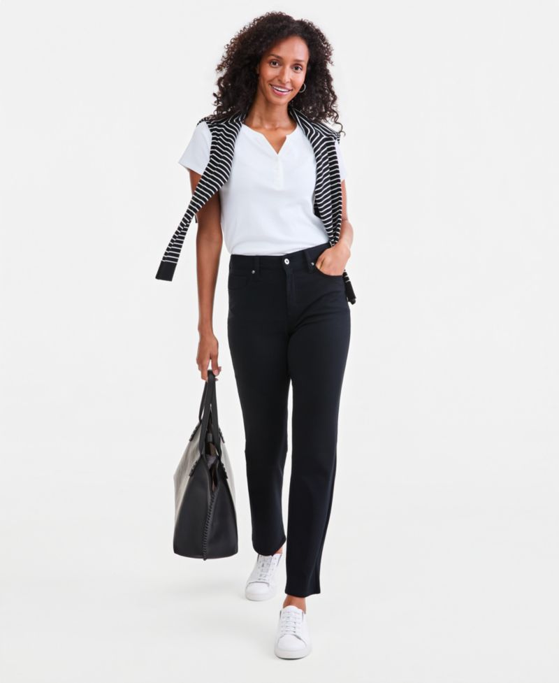 Women's High-Rise Straight-Leg Ponte Pants