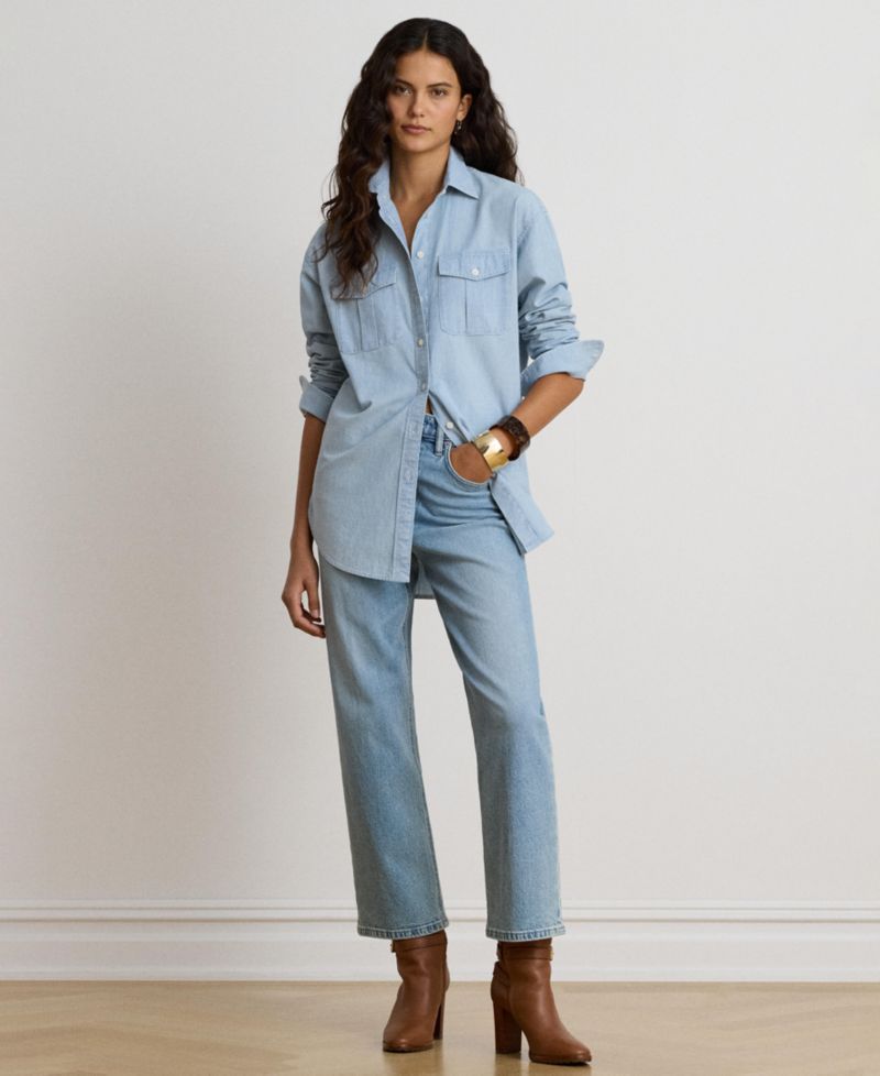 Women's Chambray Button-Up Long-Sleeve Shirt