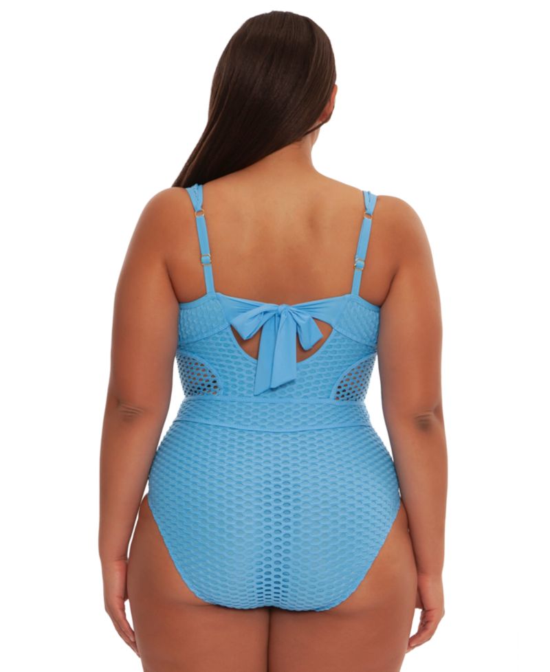 Plus Size Castaway Textured Fishnet One-Piece Swimsuit