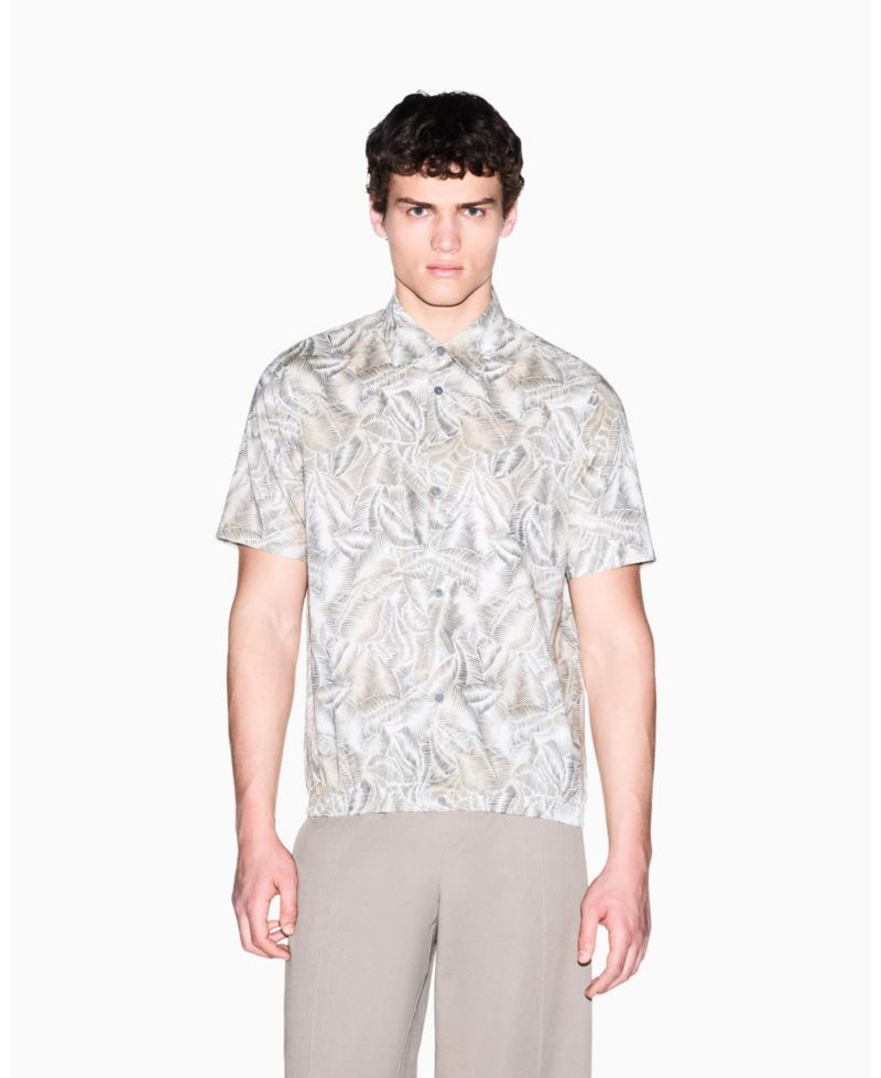 Men's IBIZA X Cotton Leaf Print Button Down Shirt