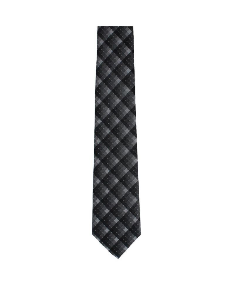 Men's Falcon Grey and Silver Micro Square Business Silk Necktie