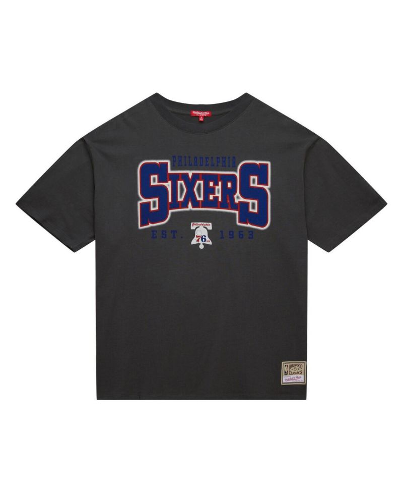 Women's Charcoal Philadelphia 76ers Hardwood Classics Oversized Boyfriend T-Shirt