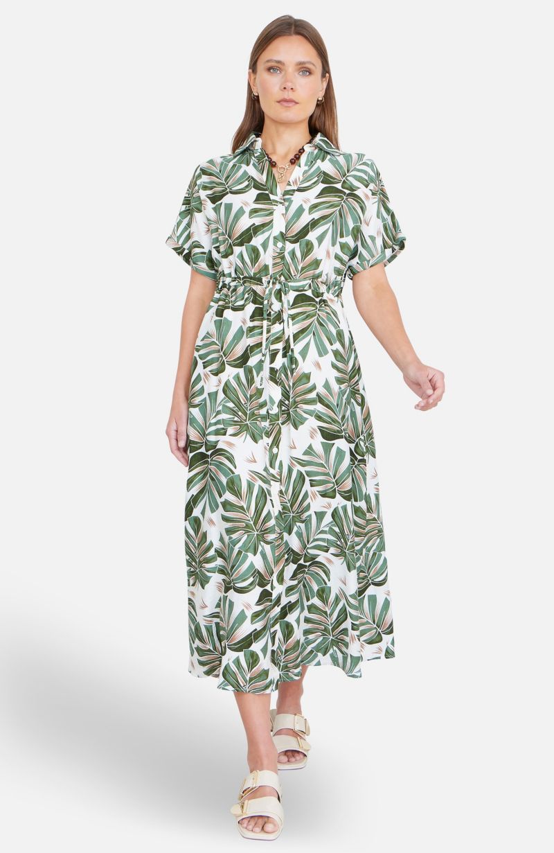 Women's Relaxed Boho Print Maxi Shirt Dress