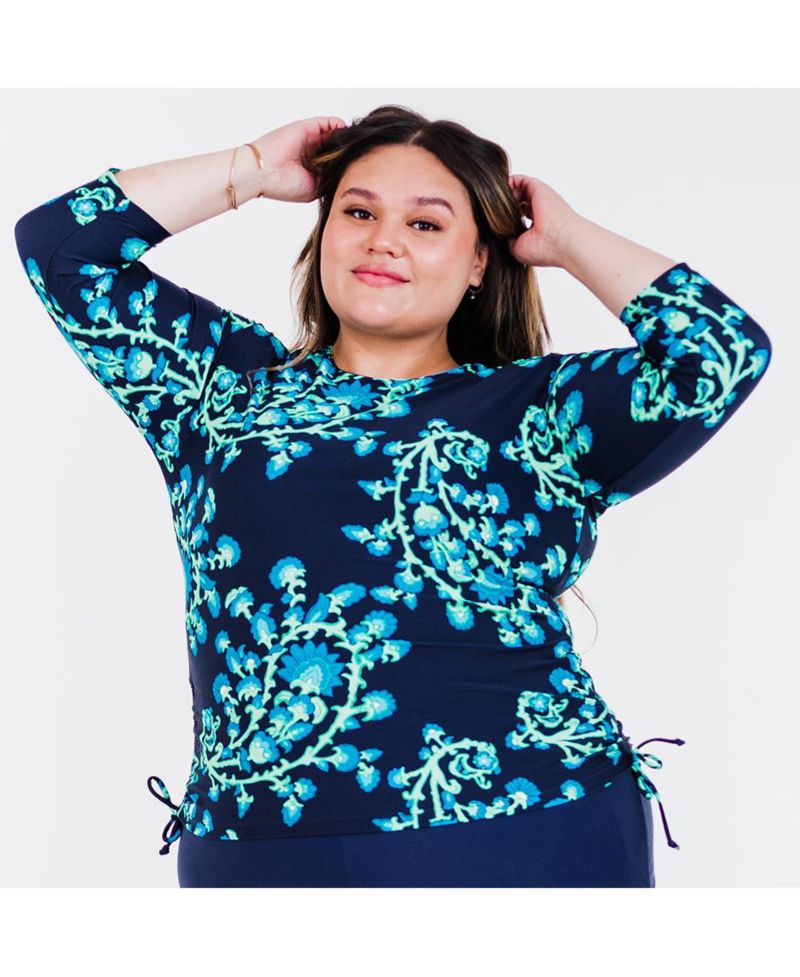 Plus Size 3/4 Sleeve Rash Guard UPF 50+ Margaux Swim Top