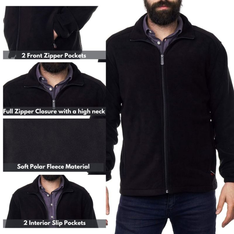 Trent Mens Full Zip Up Fleece Jacket Soft Casual Warm Zipper Coat