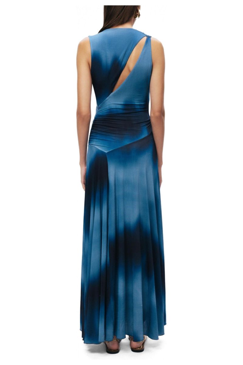 Women's Draped Asymmetric Maxi Dress