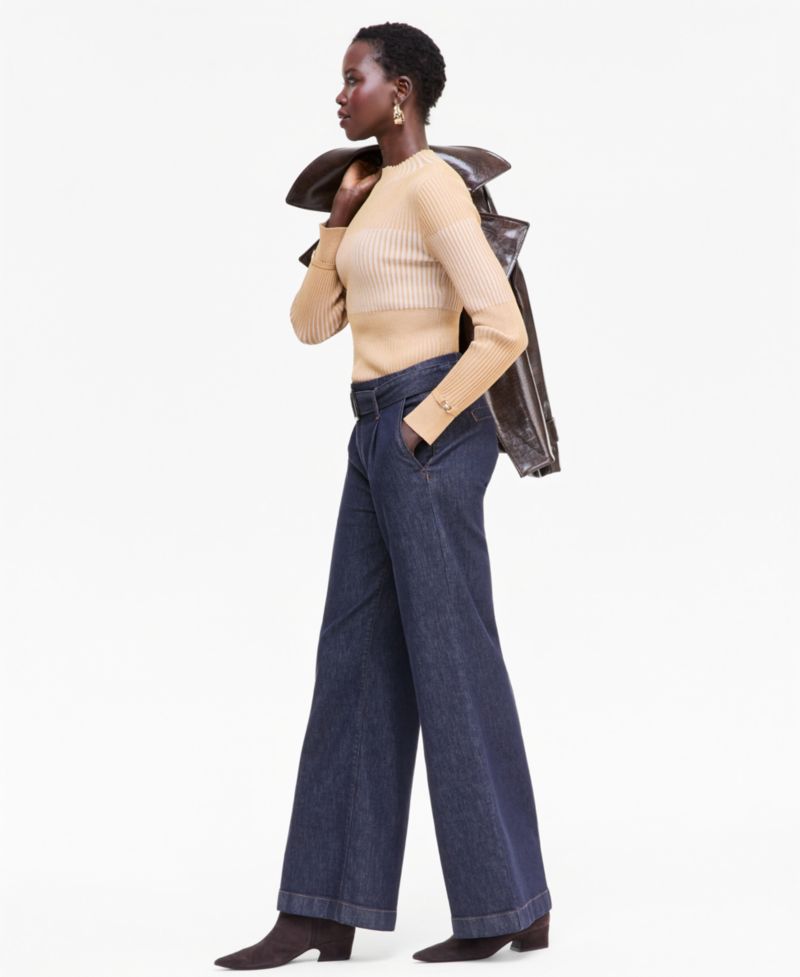 Women's High-Rise Wide-Leg Belted Jeans