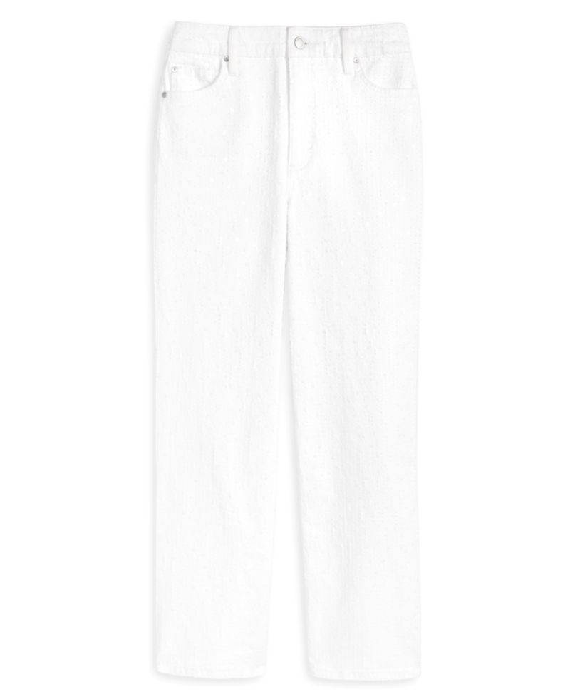 Women's Wide-Leg Sequin Embellished Ankle Jean