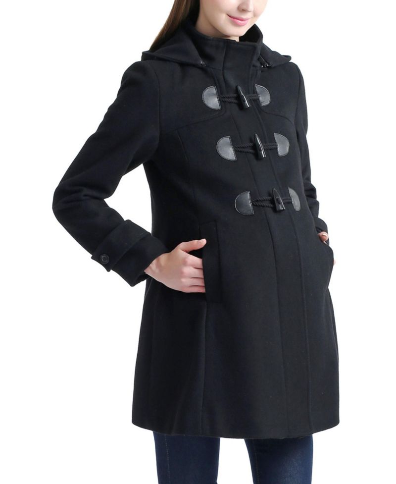 Maternity Wool-Blend Detachable Hood Duffle Coat