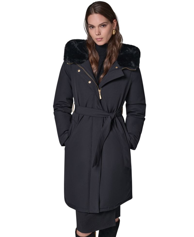 Women's Puffer Hooded Belted Coat