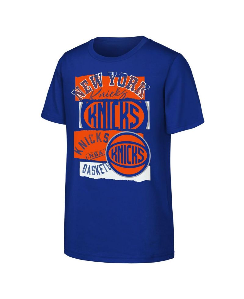 Big Boys and Girls Blue New York Knicks In the Paint Alternate Logo T-Shirt