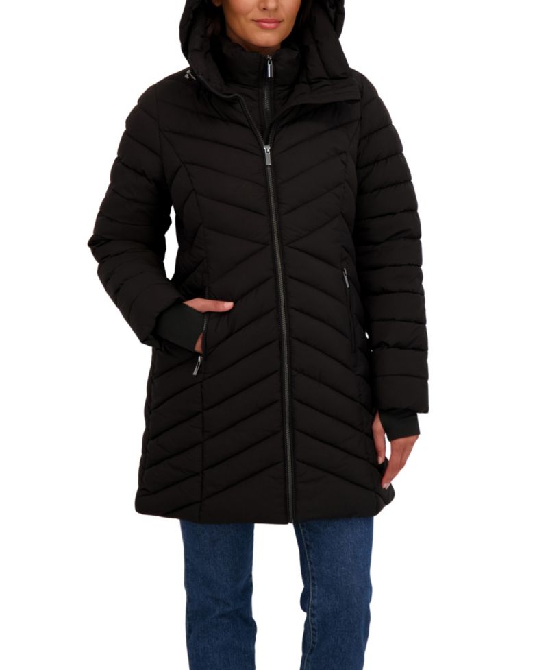 Women's Hooded Stretch Puffer with Bib