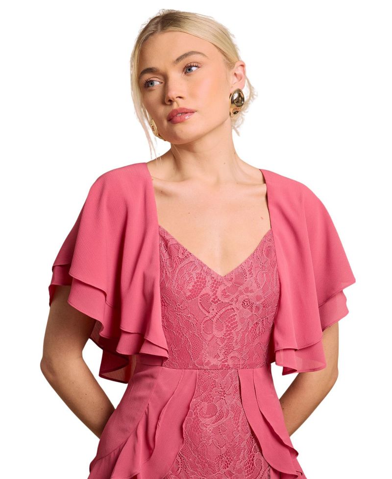 Women's Lace Ruffle V-Neck Dress