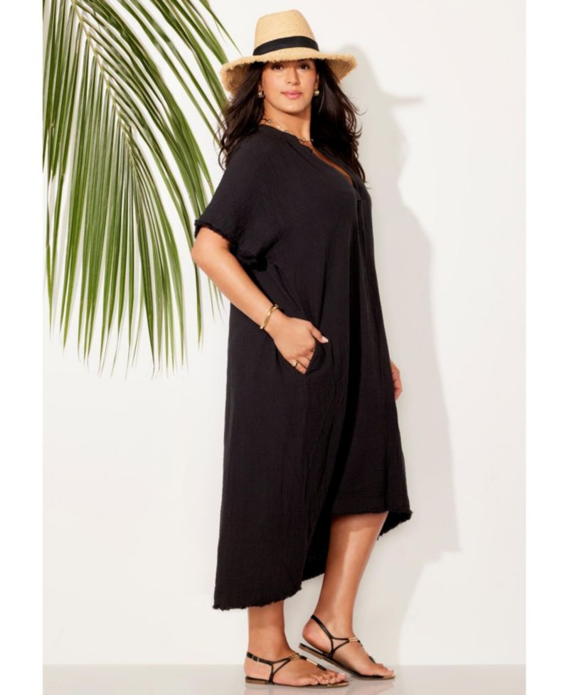 Women's Cotton Gauze High-Low Sun Dress Cover Up