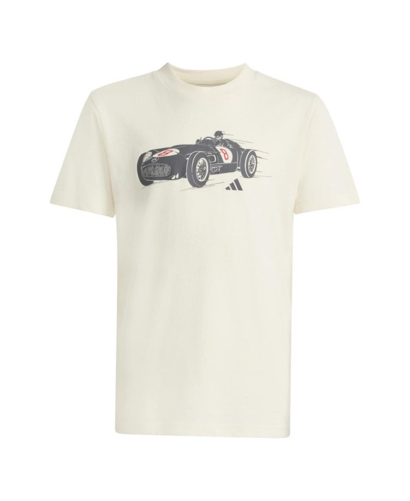 Big Boys and Girls White Mercedes-AMG Petronas F1 Team Silver Arrows Retro Car T-Shirt