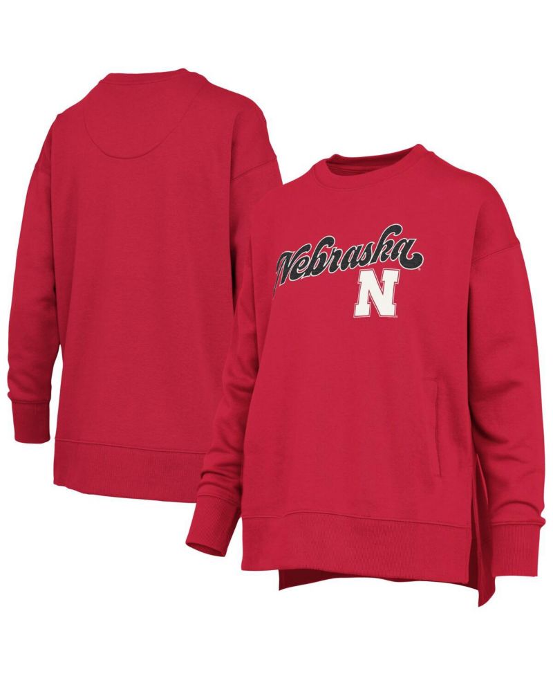 Women's Scarlet Nebraska Huskers Bonanza Chenille Harper Script Sweatshirt