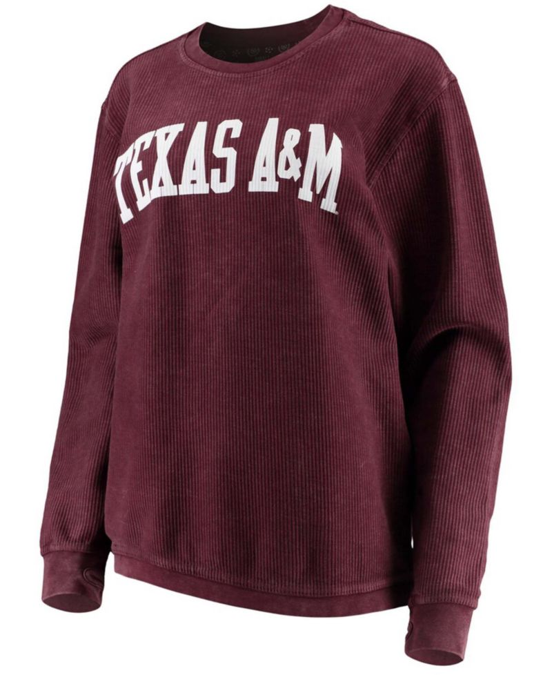 Women's Maroon Texas A&M Aggies Comfy Cord Vintage-Like Wash Basic Arch Pullover Sweatshirt