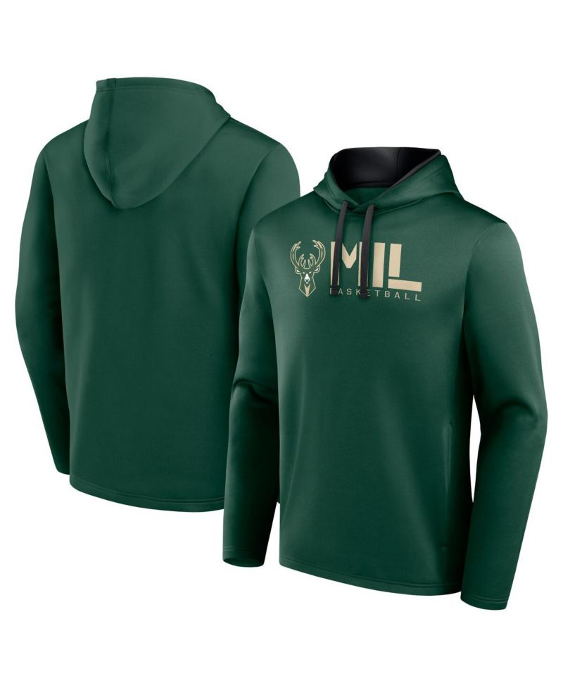 Men's Hunter Green Milwaukee Bucks Head Start Pullover Hoodie