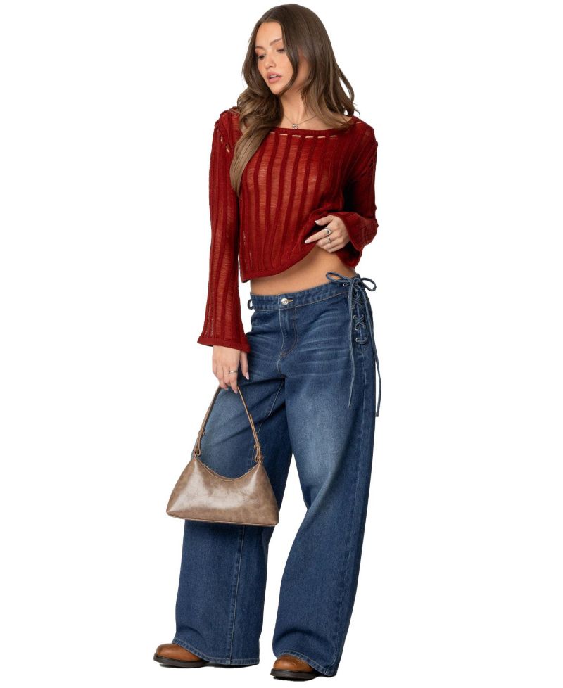 Women's Sagir Sheer Ladder Knit Top